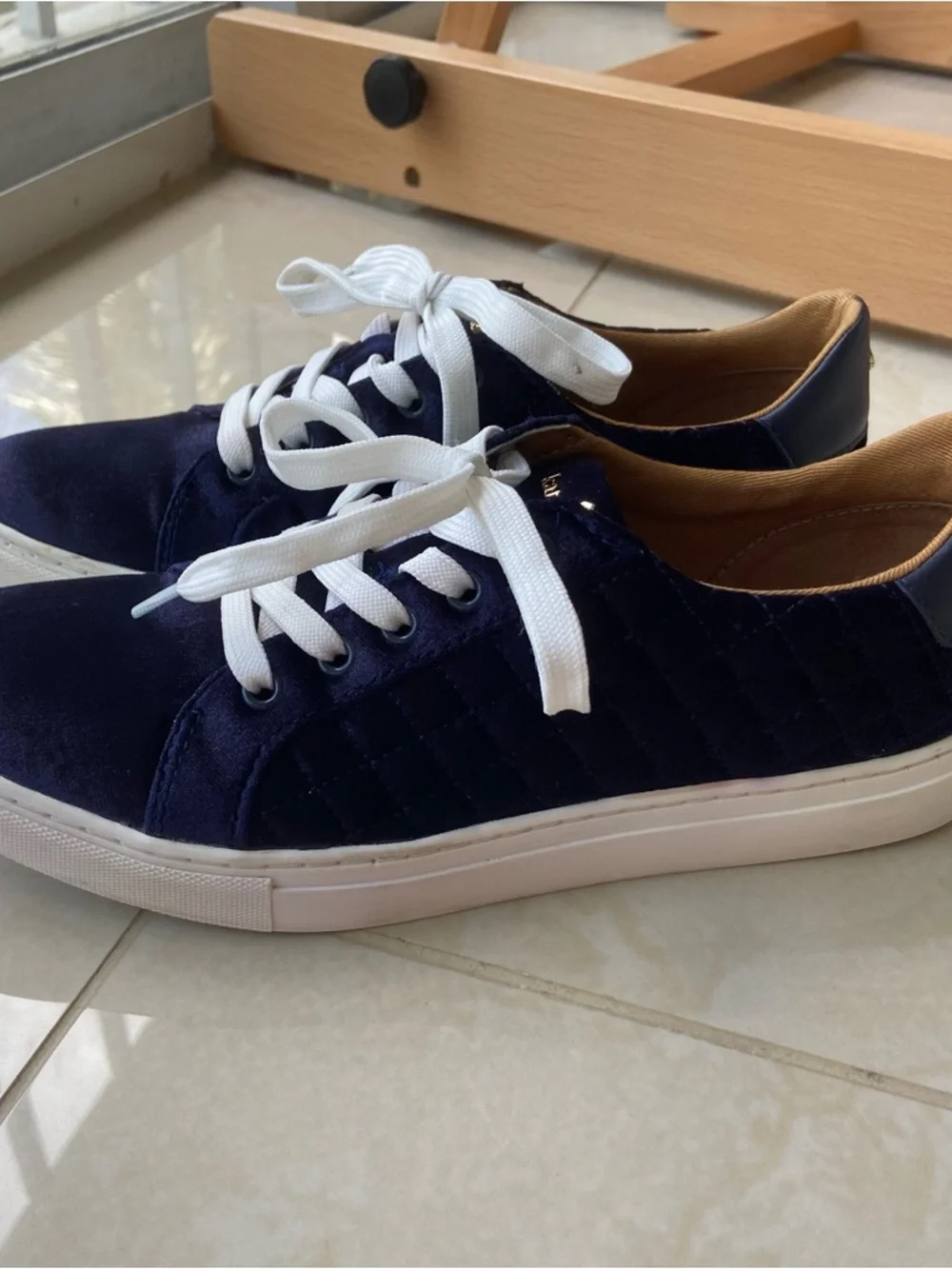 KATE SPADE Blue Velvet Quilted Sneakers 6.5